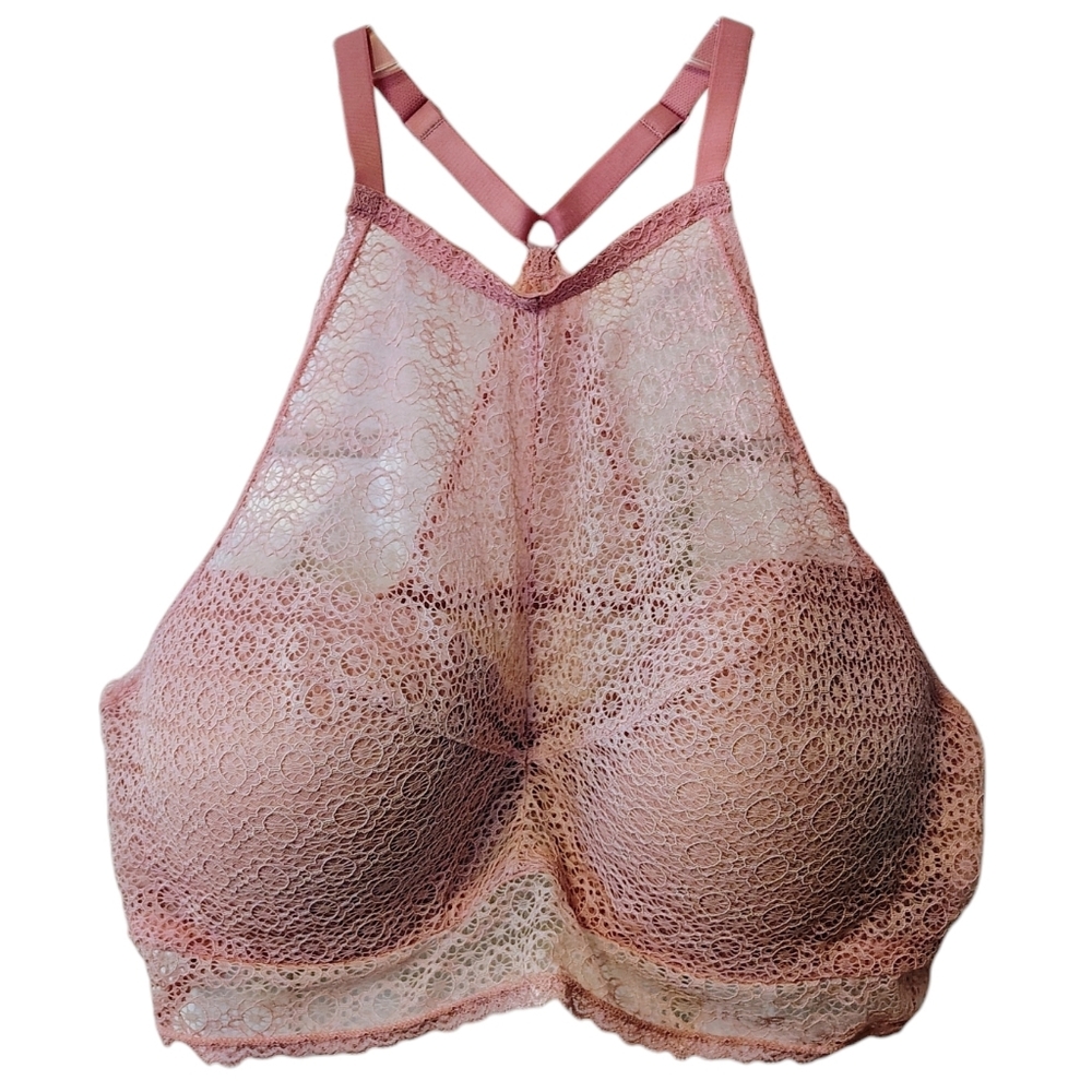 Lace High-Neck Bralette in Dusty Pink 38D